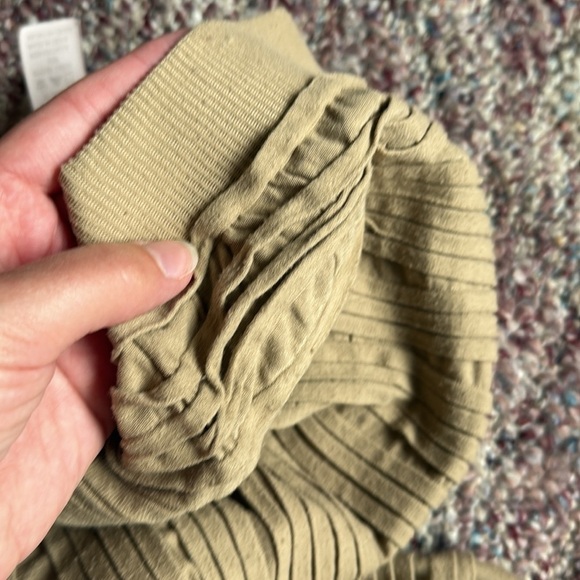 Elegant Tan Ruched Textile Bodycon Elastic Stretchy Pencil Midi Skirt size M - Picture 7 of 7